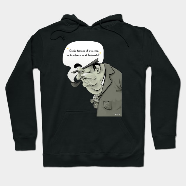 Pablo Neruda Hoodie by MituCartoon